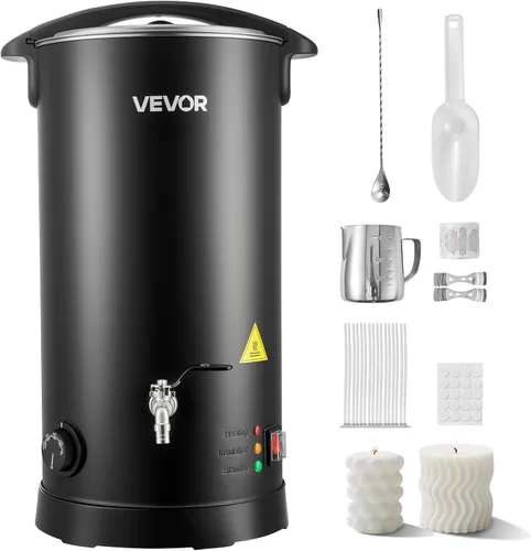 Miniatura 10 de VEVOR Derretidor de cera para hacer velas, olla de fusión eléctrica extra grande de 10 L, con boquilla fácil de verter y control de temperatura de 9