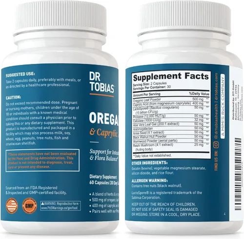 Miniatura 9 de Dr. Tobias Colon Everyday Health y mezcla de orégano y ácido caprílico – Bebida de fibra de psyllium y complejo de equilibrio intestinal con enzimas