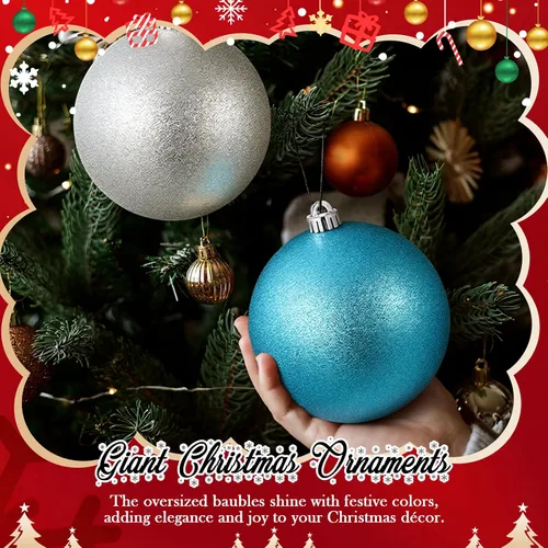 Miniatura 6 de Poen 12 piezas de adornos de bolas de Navidad grandes de 6 pulgadas con purpurina, adornos de Navidad extra grandes, bolas de Navidad gigantes
