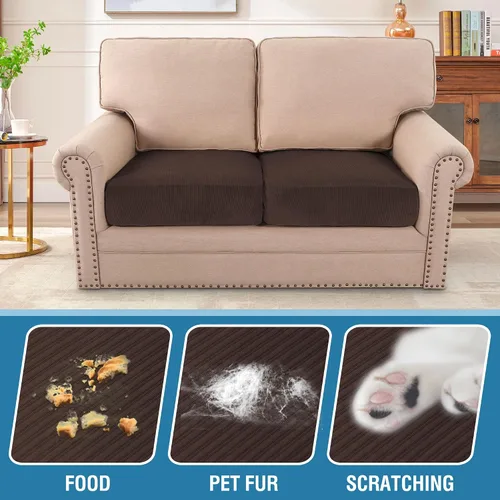 Miniatura 324 de H.VERSAILTEX Funda de cojín elástica de terciopelo para sofá, funda de cojín de felpa para silla, sofá biplaza o sofá, protector de muebles, cojín