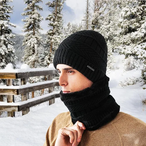 Miniatura 6 de Paquete de 5 guantes de gorro, bufanda para mujeres y hombres, incluye gorros, bufanda de vellón, guantes de punto, calentador de cara de esquí