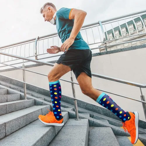 Miniatura 7 de Aoliks - Calcetines de compresión médica para mujer y hombre, calcetines de apoyo hasta la rodilla para correr, enfermeras, viajes