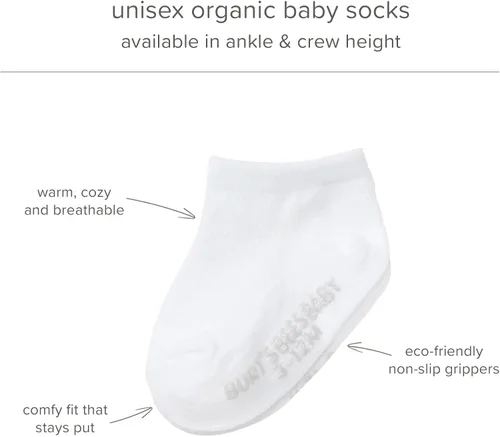Miniatura 4 de Burt's Bees Baby Calcetines de tobillo para bebés niñas con agarres antideslizantes (paquete de 6)