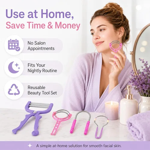 Miniatura 8 de Removedor de vello primaveral – Paquete de 4 depiladoras de resorte de acero inoxidable – Removedor de vello facial para mujeres, cara, barbilla