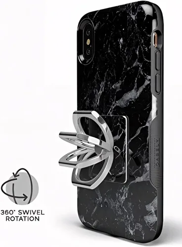 Miniatura 2 de Casely Anillo de teléfono Anillo de teléfono de mármol negro Giratorio completo de 360 grados, adhesivo fuerte, quita y reutiliza, funciona