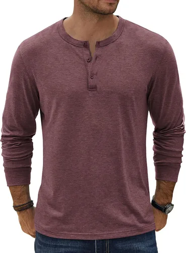 Miniatura 21 de COOFANDY Camiseta Henley de Manga Larga para Hombre Camisas Pullover Casuales Ligeras Camisetas Básicas Suaves Elásticas Tops de Otoño