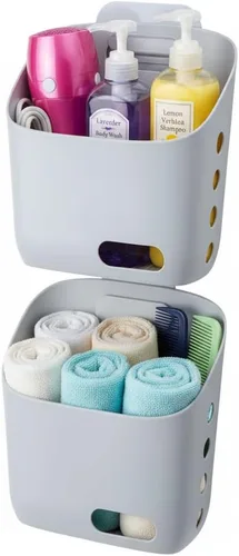 Miniatura 9 de LeleCAT Cesta colgante de plástico para cocina, cesta con gancho desmontable, cuélgala detrás de una puerta o en una barandilla, sobre la puerta