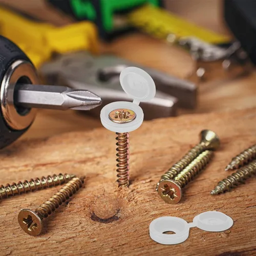 Miniatura 4 de Hotop 100 Piezas de Tapa de Tornillo con Bisagra de Plástico, Tapas de Tornillo Plegables, Tapas de Tornillo para Arandelas y Tapas Abatibles Blanco