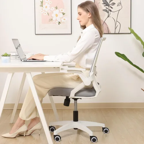 Miniatura 14 de Silla de oficina ergonómicamente diseñada con respaldo de malla transpirable y soporte lumbar, altura ajustable, adecuada para oficinas, hogares