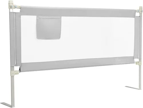 Miniatura 11 de HONEY JOY Riel de cama para niños pequeños, 47 pulgadas extra larga, barandilla de seguridad portátil con bolsillo lateral, rieles de cama