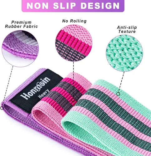 Miniatura 3 de Honmein Bandas de Resistencia para Entrenamiento, Juego de Bandas de Ejercicio de 3 Niveles para Mujeres y Hombres, Bandas de Caderas, Piernas