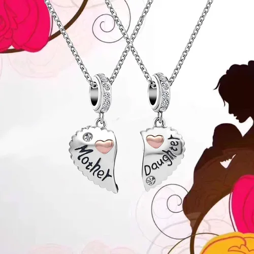 Miniatura 6 de KunBead Juego de dijes colgantes para madre e hijo para pulseras de amor corazón mamá cuentas para collar Metal Cobre
