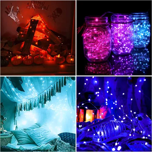 Miniatura 3 de Omika guirnalda de luces LED multicolor, cambian de color, impermeables, luces intermitentes con control remoto para interiores, exteriores