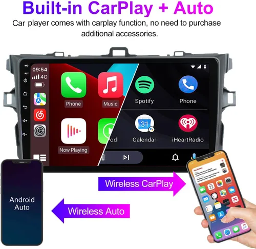 Miniatura 3 de Android 13 - Radio estéreo para automóvil para Toyota Corolla 2009-2012, Biorunn de 9 pulgadas, con GPS, inalámbrico, con cable, para automóvil