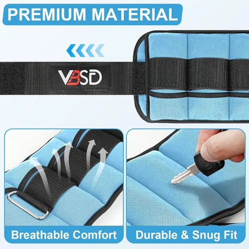 Miniatura 3 de VBSD Pesas de tobillo ajustables para hombres y mujeres, 2, 4, 6, 8, 10 libras, 1 par de correas de peso para piernas, juego de pesas de tobillo