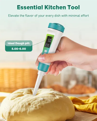 Miniatura 7 de Pawfly Medidor de pH digital para alimentos Probador de pH de alta precisión para masa madre y pan, medidor de pH de alimentos para fermentación