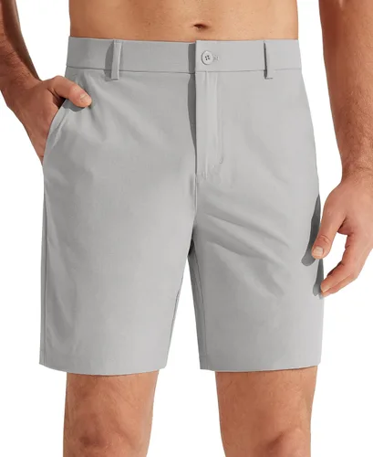 Libin Pantalones cortos de golf para hombre de 7 pulgadas y 9 pulgadas, pantalones cortos de vestir de trabajo, pantalones cortos híbridos casuales