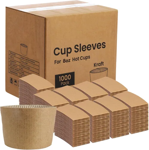 Miniatura 13 de FMP Brands Paquete de 1000 fundas para tazas de café de 8 onzas, fundas desechables para tazas calientes, fundas para tazas de café negras a granel