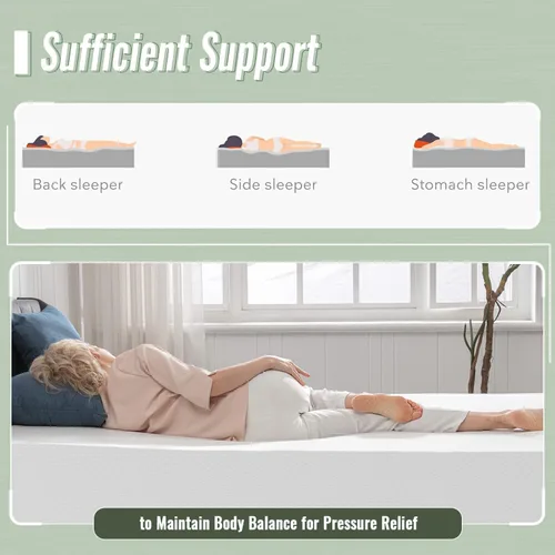 Miniatura 4 de PayLessHere Colchón de espuma viscoelástica de gel de 8 pulgadas, certificado CertiPUR-US, cama transpirable para un sueño más fresco, apoyo