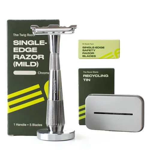 Leaf Shave | Juego de maquinilla de afeitar Leaf Twig, incluye maquinilla de afeitar Twig, soporte a juego, repuestos de cuchillas de un solo filo