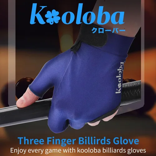 Miniatura 7 de Guante de piscina para mano izquierda, guante de billar de 3 dedos y billar para hombres y mujeres con velcro ajustable Azul