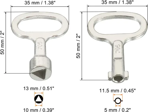 Miniatura 2 de PATIKIL Llave inglesa con forma de triángulo y llave, paquete de 4 llaves de metal para medidor de agua de gas para gabinete eléctrico, interruptor