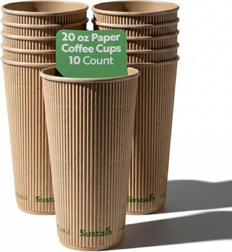 Miniatura 13 de Restaurantware Tazas de café de papel de 4 onzas, paquete de 500 tazas aisladas de pared ondulada, para bebidas calientes, papel kraft resistente a