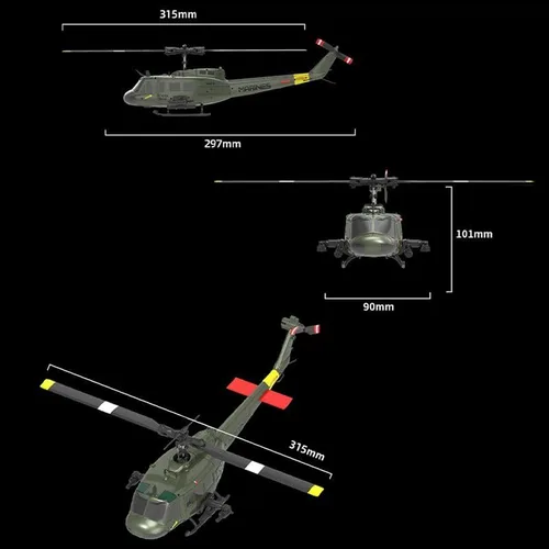 Miniatura 8 de Helicóptero RC 1/48 para adultos, RC ERA C032 UH-1 Huey 2.4G 6CH Gyro estabilizado aeronave de control remoto con retención de altitud y flujo