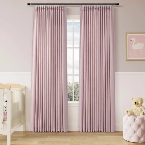 Miniatura 35 de Juego de 2 paneles de cortinas de ventana de cocina beige de 24 pulgadas de largo, con textura de lino, plisadas, filtrantes de luz, semi pequeñas