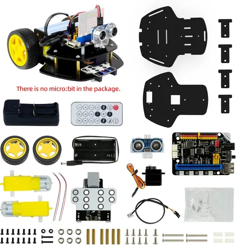 Miniatura 5 de Microbit - Kit de coche robot 2WD para Micro:bit V2 y V1.5 (no contenido), coche de codificación gráfica de código de imagen con sensor ultrasónico