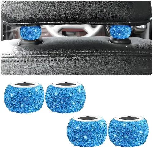 Miniatura 9 de Osilly Collares Brillantes para Reposacabezas de Automóvil, 4 Piezas de Collares con Anillos Decorativos para Reposacabezas de Automóvil, Accesorios