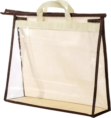 Miniatura 22 de Bolsas de Almacenamiento Transparentes para Bolsos Organizador de Armario, Bolsa de Almacenamiento Colgante con Cremallera para Bolsos, M Beige