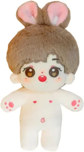 Miniatura 18 de niannyyhouse Muñeca de felpa de 7.9 in de pelo largo para niña, cuerpo de peluche humanoide sin atributo, 8 pulgadas, cuerpo normal, ropa de vestir