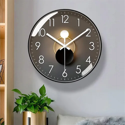 Miniatura 5 de GRFIT Reloj de pared decorativo de 9.8 in/11.8 in/13.8 in, moderno reloj de pared circular de moda para decoración de interiores, reloj digital