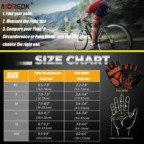 Miniatura 6 de MOREOK - Guantes para bicicleta de montaña (MTB) y ciclismo de descenso (DH), para hombres, de medio dedo, con almohadilla de gel que absorbe