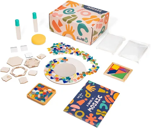 Miniatura 8 de Sculpd Kit de mosaico para niños, juego de manualidades de pintura para niños a partir de 7 años, cerámica, incluye azulejos de mosaico, 1 juego