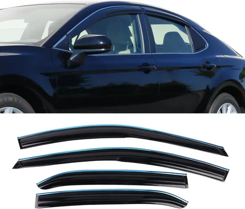 Miniatura 14 de IKON MOTORSPORTS Viseras de ventana de canal compatibles con Toyota Camry 2018-2024, protectores de lluvia acrílicos ahumado/tintados, deflectores