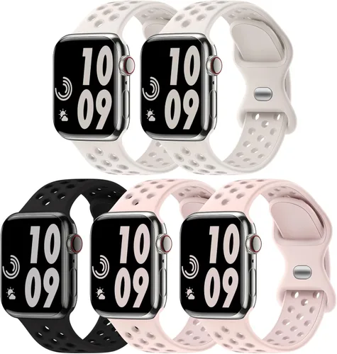 Miniatura 23 de 5 Pack de Correas Deportivas Compatibles con Apple Watch de 44mm 45mm 46mm 42mm 41mm 40mm 38mm 49mm para Hombres Mujeres, Correa de Muñeca