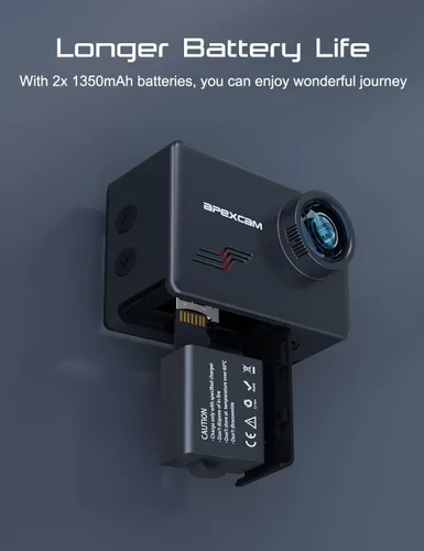 Miniatura 6 de Apexcam Cámara de acción M80 4K con tarjeta de 64 GB, HD 60FPS 48MP cámara deportiva para vlogging, cámara impermeable de 131.2 ft bajo el agua
