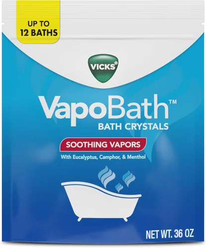 Vicks VapoBath, sales de baño, bomba de baño, cristales de baño no medicados, vaporizadores Vicks reconfortantes, baño de vapor, aromaterapia con