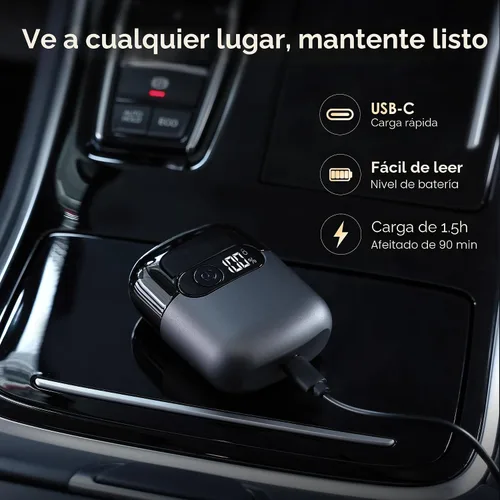 Miniatura 4 de Maquinilla de afeitar eléctrica para hombres, afeitadora de aluminio y recortador de barba para seco y húmedo, pantalla LED de batería, carga rápida
