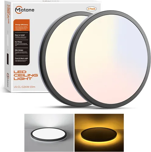 Miniatura 10 de Matane Lámpara de Techo LED Empotrada de 12 Pulgadas con Luz Nocturna, 24W 2400LM 3000K/4000K/5000K Seleccionable, Luces de Techo Regulables
