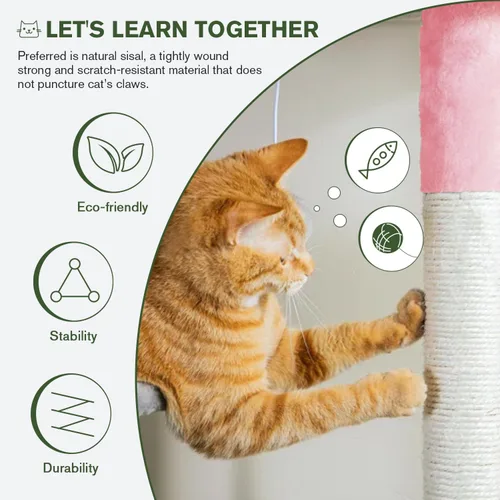 Miniatura 6 de MUTICOR Torre de árbol grande de varios niveles para gatos de 68 pulgadas con condominio/perchas de felpa acogedoras/postes rascadores de sisal