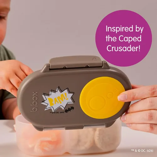 Miniatura 6 de b.box Batman Snack Box - Recipientes a prueba de fugas de 2 compartimentos para niños, mini caja Bento para niños y niños pequeños, contenedores