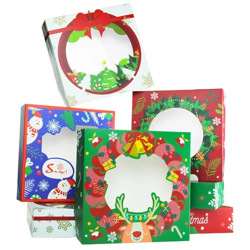 Miniatura 16 de qiqee Cajas de Galletas de Acción de Gracias con Ventana para Dar Regalos Cajas de Golosinas de Otoño 10x10x2.5 pulgadas 30 Paquetes Caja de Día