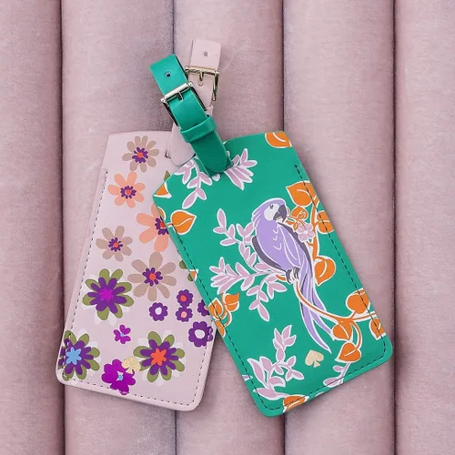 Miniatura 5 de Kate Spade New York Bonita etiqueta de equipaje para mujer, etiqueta de maleta de cuero vegano duradera, identificador único de equipaje, Pacific