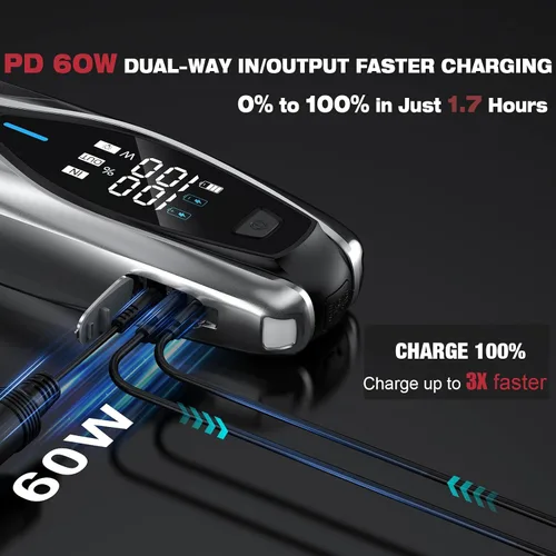 Miniatura 3 de NEXPOW Arrancador de coche X7 3000A, batería portátil de 12 V con carga rápida bidireccional PD de 60 W, pantalla HD de 3.2 pulgadas, hasta 12 L