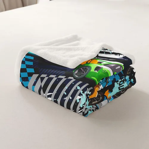 Miniatura 7 de Manfei Manta de coche de carreras para niños, manta de cama para niños y adolescentes, decoración de habitación de niños y adolescentes, manta