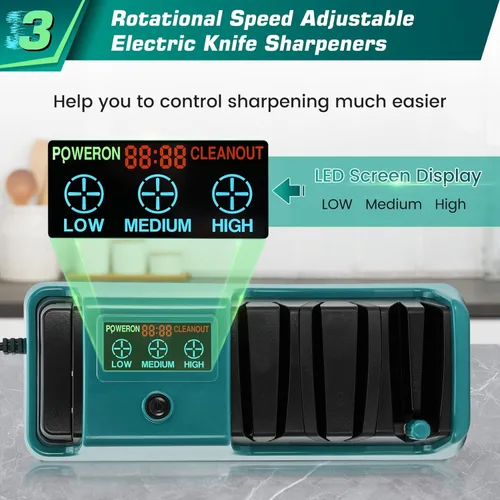 Miniatura 2 de Afilador de cuchillos eléctrico con pantalla LCD para cuchillos de carne rectos, dentados, cuchillos y tijeras de cerámica, afilador de cuchillos