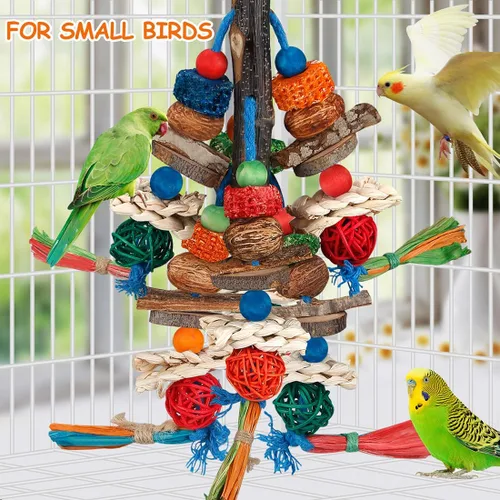 Miniatura 5 de Juguetes para pájaros, juguetes de loro, emocionante diversión masticable para periquitos, cacatúas, conures, tortolitos, cacatúas grises africanas